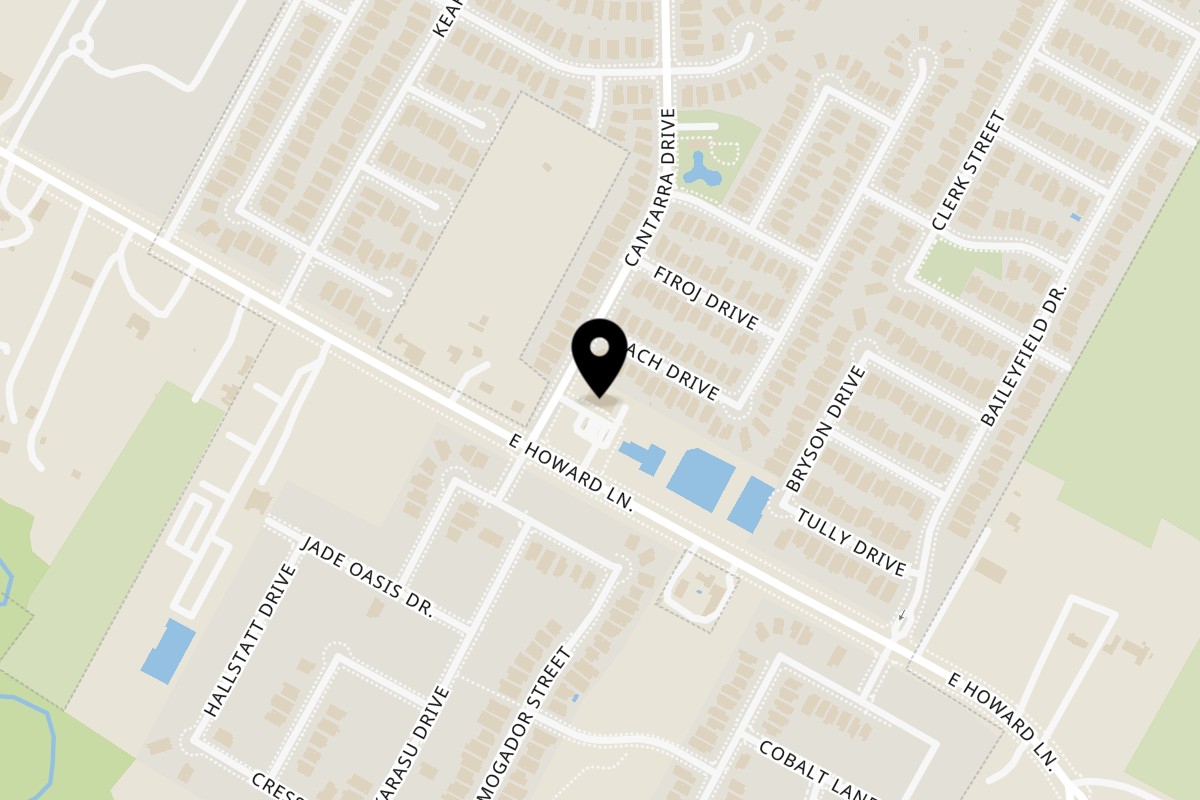 Map showing the location of Amorcito Taqueria Amorcito Taqueria #1 on 3400 E Howard Ln in Pflugerville